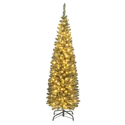 Pre-lit Pencil Christmas Tree With Led Lights & Branch Tips Party