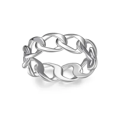 Rhodium-plated Sterling Silver High Polish Link Eternity Ring