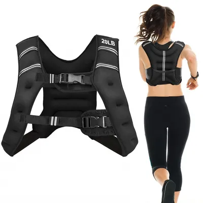 12lbs/20lbs Workout Weighted Vest Mesh Bag Adjustable Buckle Fitness