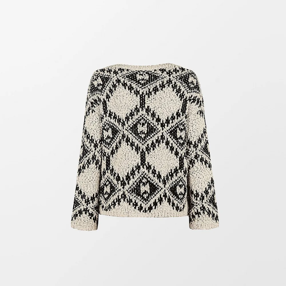 Women's Geo Print Fuzzy Knit Sweater