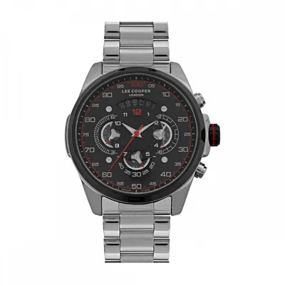 Men's Lc07426.350 Chronograph Silver Watch With A Silver Metal Band And A Black Dial