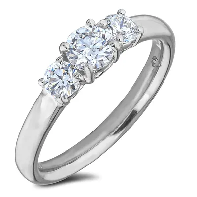 18k White Gold 0.77 Cttw Gia Certified Diamond Trilogy Three Stone Ring