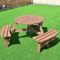 Costway 6 Person Outdoor Wood Picnic Table Beer Bench Set Pub Dining Seat Patio Garden