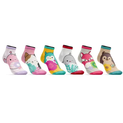 Squishmallows Characters 6 Pack Kids Ankle Socks