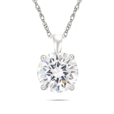 Sterling Silver White Cz 6.0mm Round Necklace