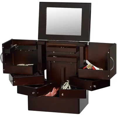 Table Top Mirrored Jewelry And Accessory Storage Box (brown)