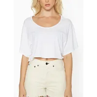Slouch Wide Scoop Neck Cropped Tee