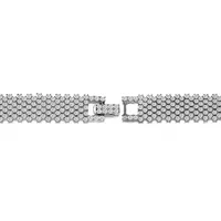 Elegant White Gold Plated Link Bracelet With Clear Cubic Zirconia