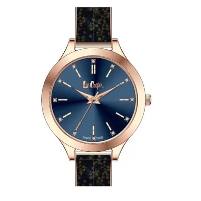 Ladies Lc06796.490 3 Hand Rose Gold Watch With A Rose Gold Metal Band And A Blue Dial