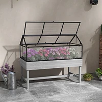 Raised Garden Bed With Cold Frame Greenhouse For Flowers