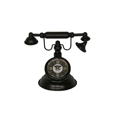Brown Vintage Telephone Metal Table Clock