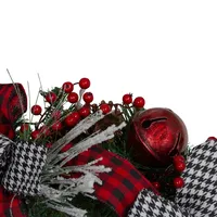 Plaid And Houndstooth And Red Berries Artificial Christmas Wreath - 24-inch, Unlit