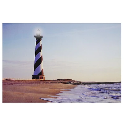 Led Lighted Lighthouse Seaside Beach Scene Canvas Wall Art 15.75" X 23.5"