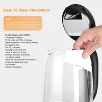 1.7l Electric Kettle, 1500w Glass Tea Kettle Cordless Hot Water Boiler Bpa-free