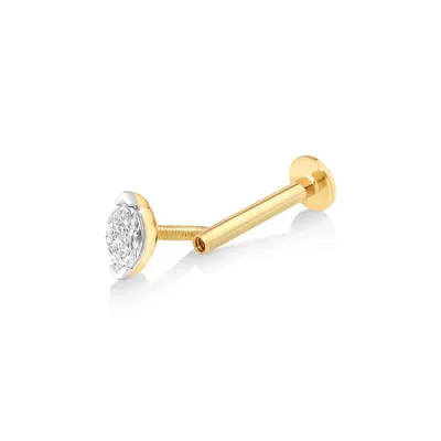 Marquise Diamond Stud Helix Earring In 10kt Yellow Gold