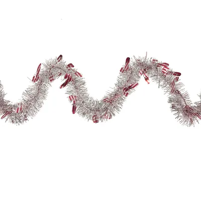 50' X 3" Silver Christmas Candy Cane Wrapped Tinsel Garland - Unlit
