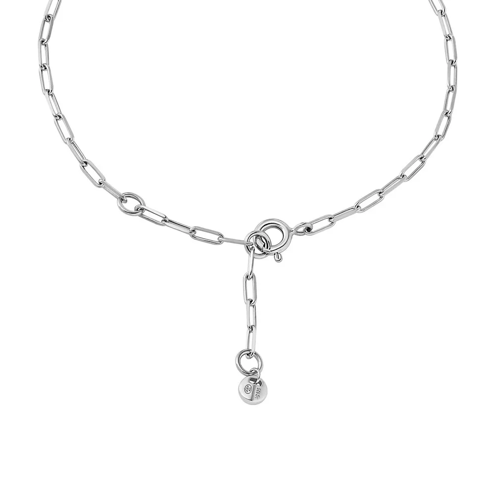 Women's Premium Mk Statement Link Sterling Silver Pavé Empire Link Chain Bracelet