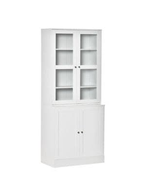 Bookcase Storage Cabinet With Doors, Modern Tall Bookshelf With Shelves, Display Unit