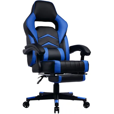 Gaming Chair With Footrest And Reclining Backrest, Racing Style High Back Office