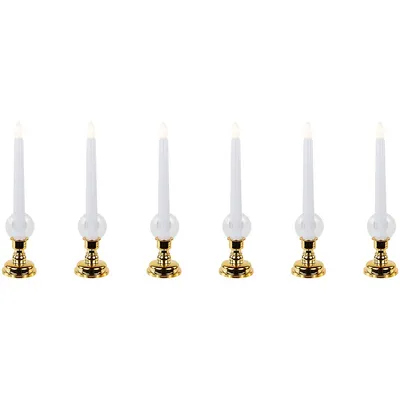 Set Of 6 White Christmas Candle Lamps With Remote And Timer, 10"