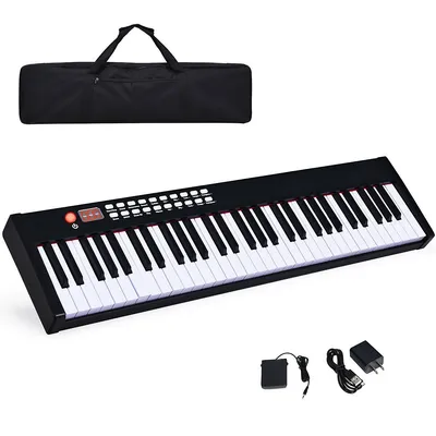 61 Key Digital Piano Midi Keyboard W/mp3 Black