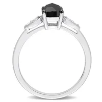 1 Ct Tw Cushion Cut Black Diamond And White Engagement Ring 14k Gold