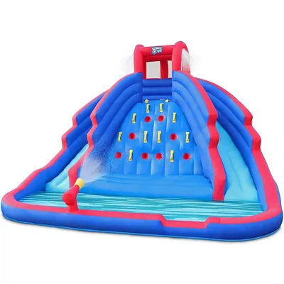 Ultra Climber Inflatable Water Slide Park - Heavy-duty For Outdoor Fun Climbing Wall, Two Slides & Splash Pool