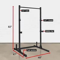 Squat Rack 800lb Capacity Power Rack 2"x 2" Steel Power Cage Exercise Stand With 4 J-hooks For Bench Press, Weightlifting And Strength Training