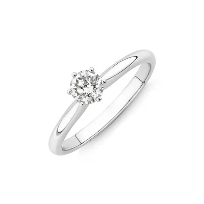 Certified Solitaire Engagement Ring With A 0.34 Carat Tw Diamond In 18kt White Gold