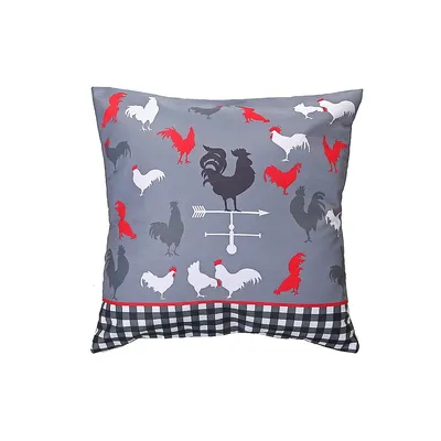 Polyester Digital Print Cushion (farmhouse Rooster) (18 X 18) - Set Of 2