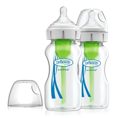 Anti-colic Options+ 2-pack Wide Neck Glass Baby Bottles