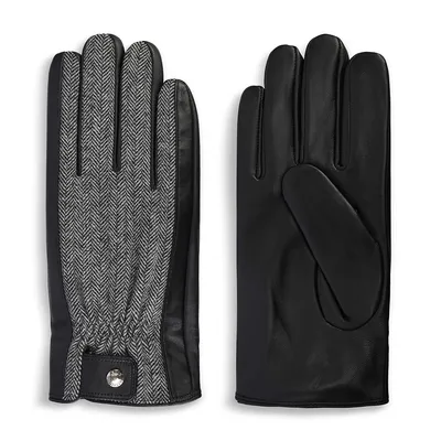 Cr Men's - Leather & Fabric Contrast Glove