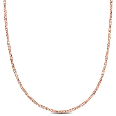 1.9mm Diamond Cut Singapore Chain Necklace In 14k Rose Gold