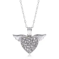 10kt 18" With Wing Heart White Gold Necklace