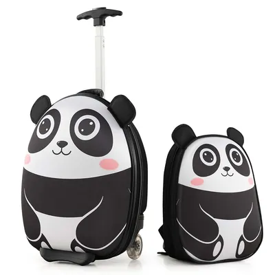 2pcs Kids Carry On Luggage Set 16" Owl Rolling Suitcase With 12" Backpack Travel