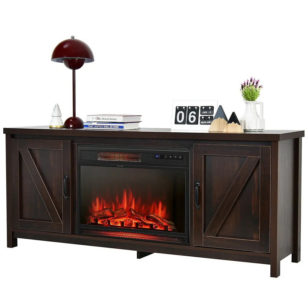 Costway 59'' Fireplace Tv Stand W/ 25'' 1350w Electric Fireplace Heater  Coffee | Southcentre Mall