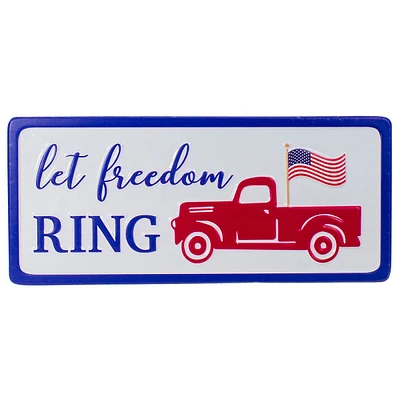 12" Metal Patriotic "let Freedom Ring" Sign With A Flag Wall Decor