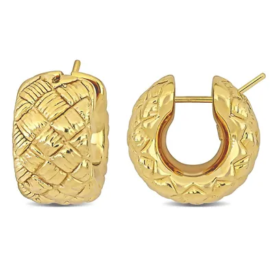 21mm Lattice-style Hoop Earrings In 14k Yellow Gold