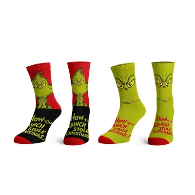 Dr Seuss The Grinch Steal Christmas 2 Pack Socks