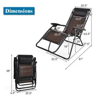 Patio Rattan Zero Gravity Lounge Chair Chaise Folding Recliner W/headrest
