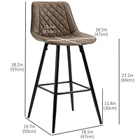 Bar Stools Set Of 2 Pu Leather Counter Height