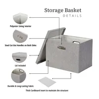 Large Rectangular Storage Bin With Lid And Cut-out Handles