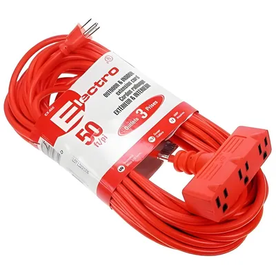 Outdoor 3 Outlet Extension Cord, 50 Feet Length