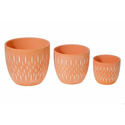 Ceramic Round Planters Clayton Set Of 3