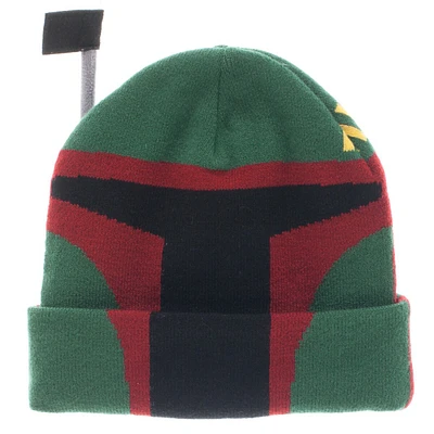 Star Wars Boba Fett Licensed Adult Jacquard Helmet Cuff Beanie Ski Winter Hat