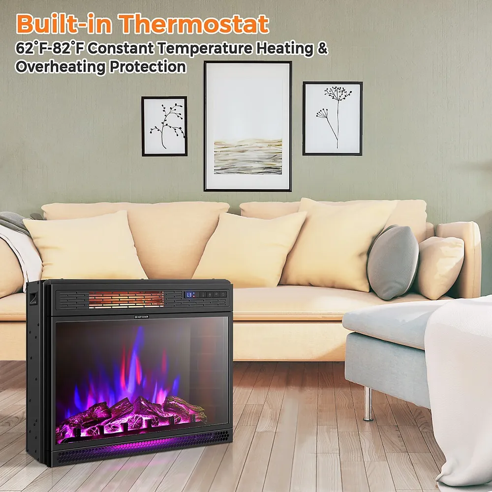 Costway 25electric Fireplace Freestanding u0026 Recessed Heater Log Flame  Remote 1350w | Southcentre Mall