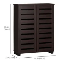 Shoe Storage Cabinet W/ Slatted Doors For 15 Pairs Of Shoes