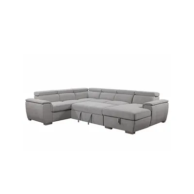 Bel Air Large Modular Sleeper Sectional Sofa Bed With Storage Chaise Thora Stone