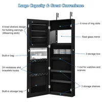 Wall&door Mounted Jewelry Cabinet Lockable Storage Organizer W/ Mirror