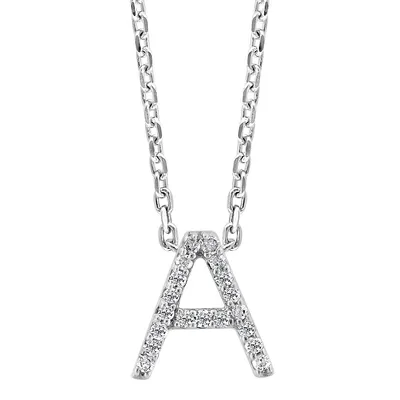Silver Diamond A Pendant Necklace